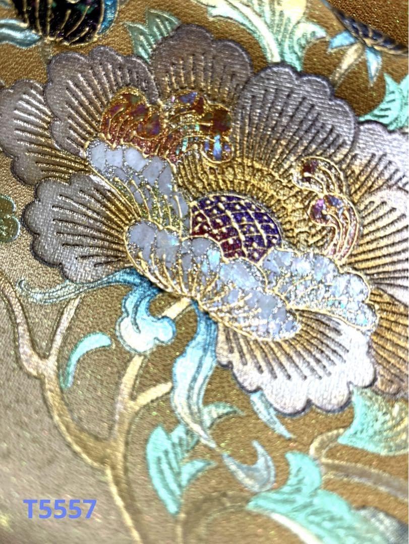 付け下げ 螺鈿 綾通し 金彩 大内佑延 アールヌーボーの世界 狐色 正絹 反物