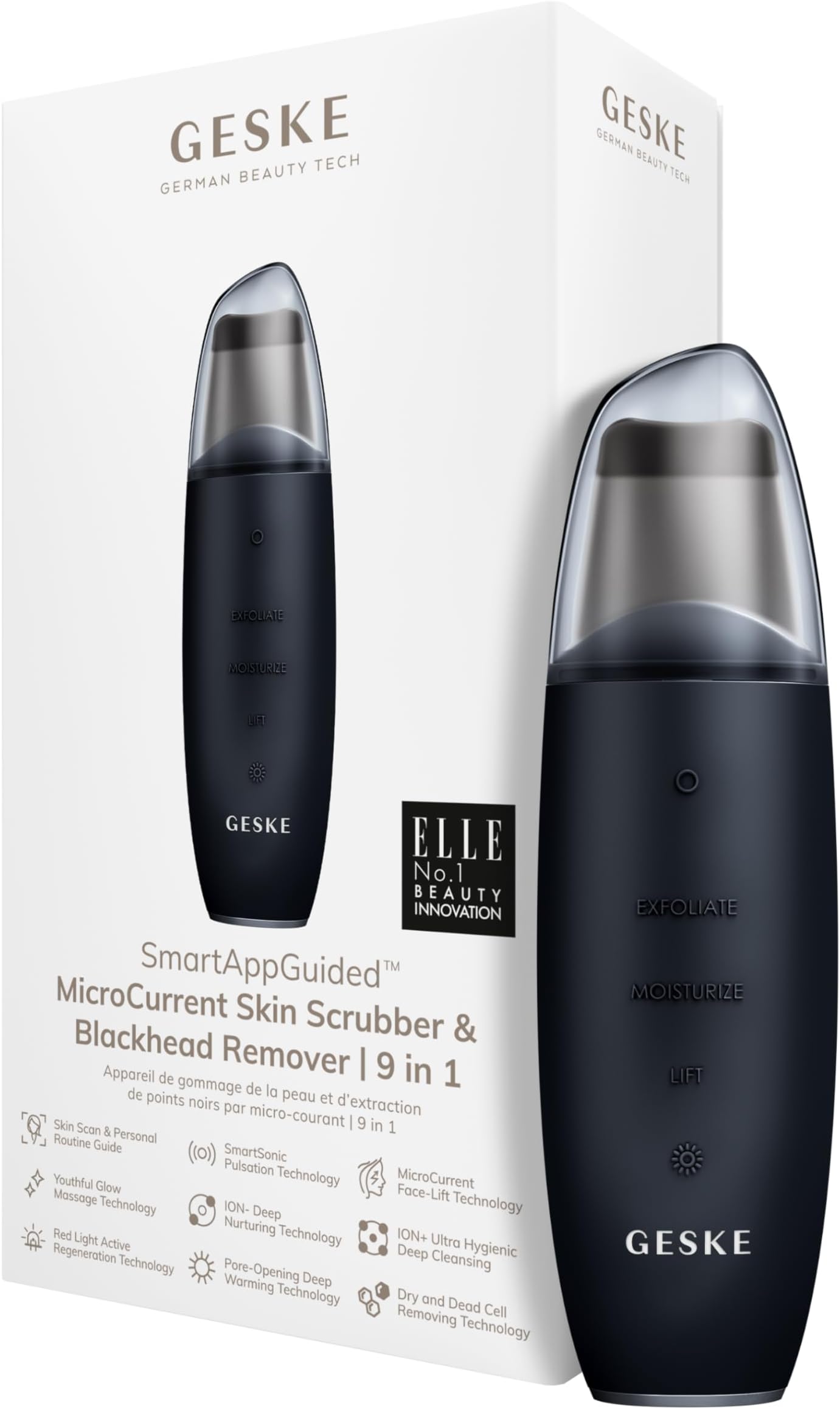 GESKEMicrocurrent Skin Scrubber & Blackhead Remover 9 In 1 Black
