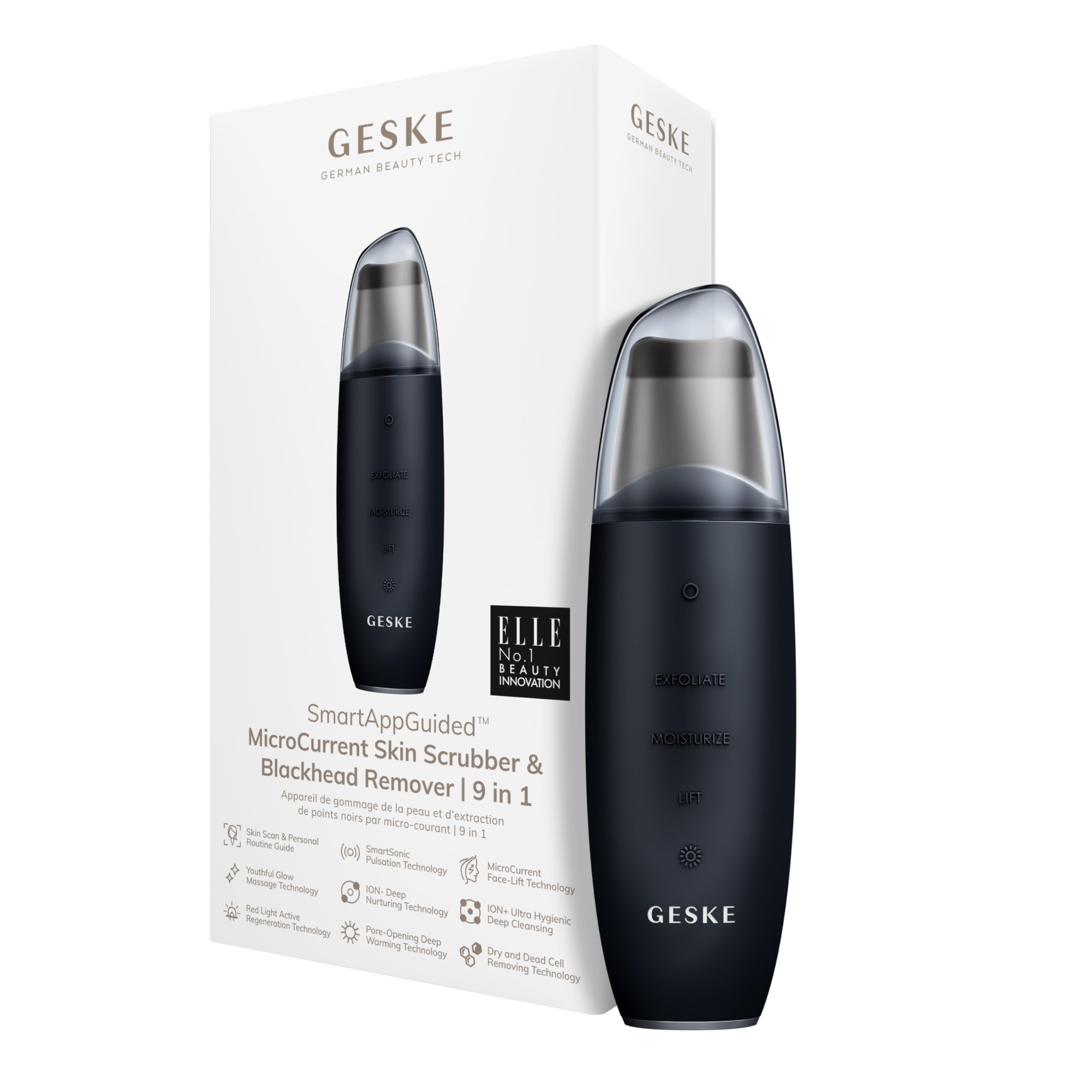 GESKEMicrocurrent Skin Scrubber & Blackhead Remover 9 In 1 Black