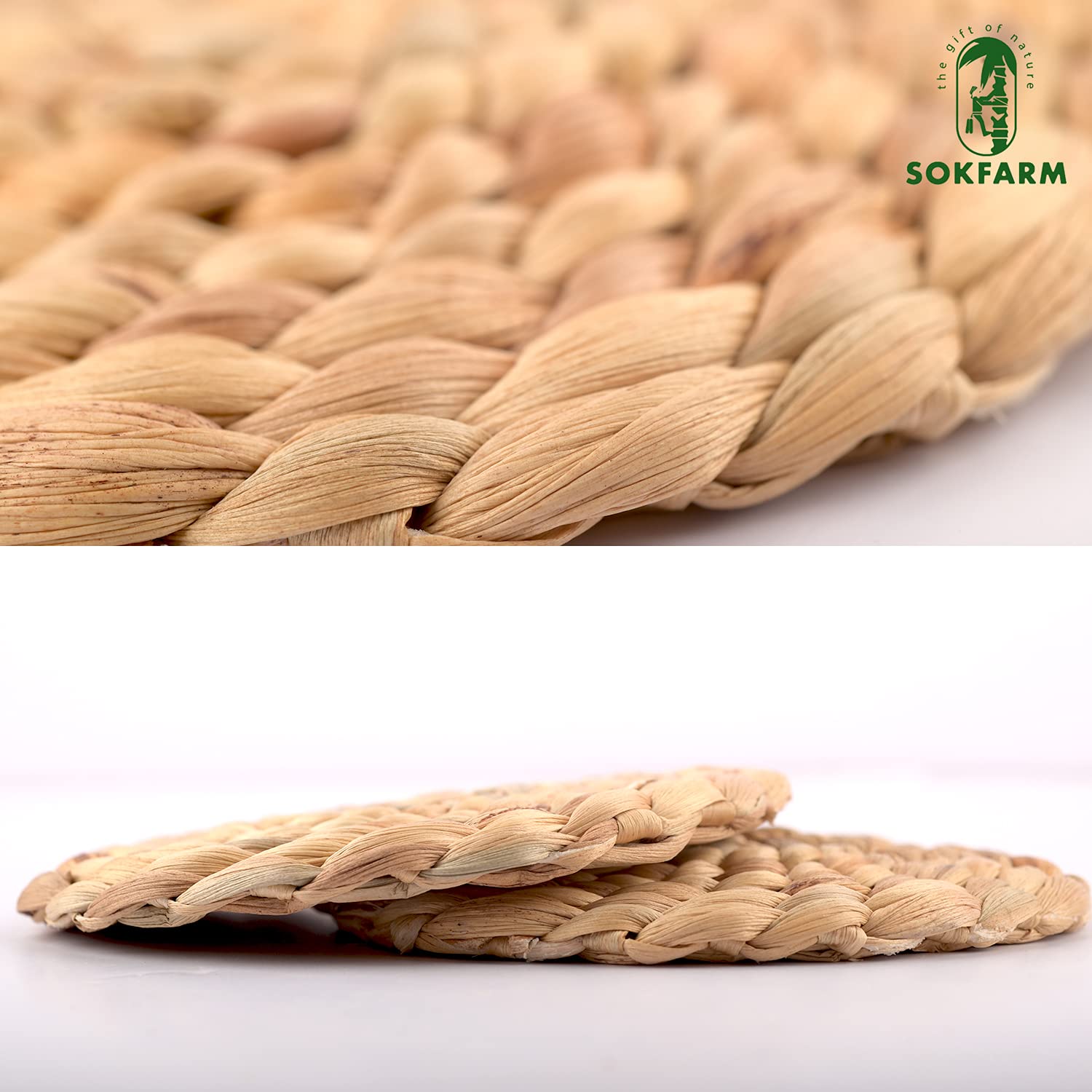 10 szt. podstawek z hiacyntem wodnym do stolika kawowego, boho podstawki do napojów, zabawne, podkładka pod napoje wykonana w 100% z naturalnej trawy morskiej, używane jako fajne podstawki, podkładki pod kubki, podkładki stołowe, podkładka na biurko, 9,9