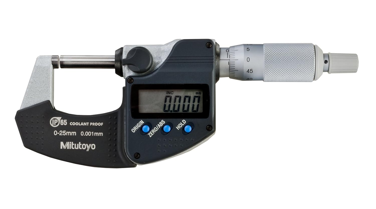 Mitutoyo 29324030CAL Digimatic Micrometer with Calibration, 025 mm