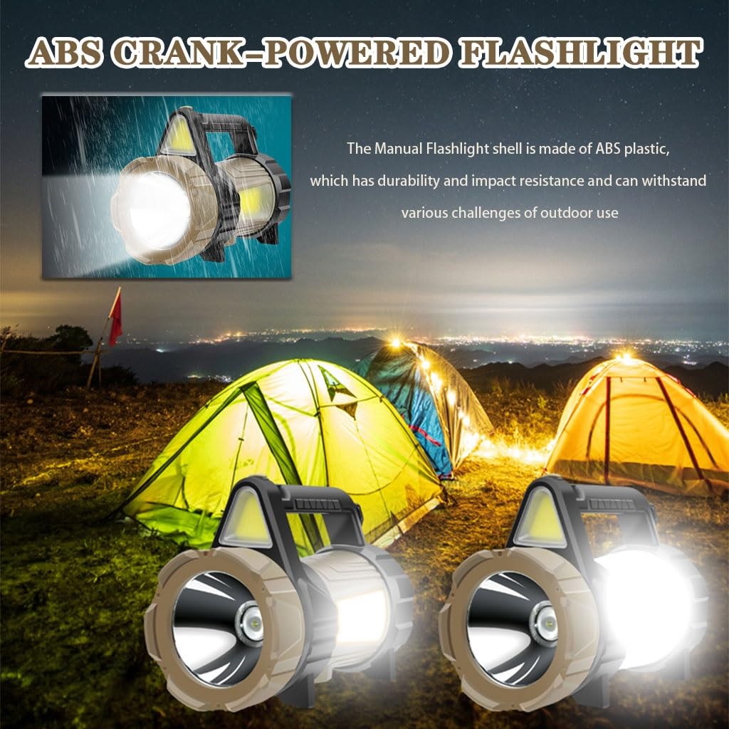 Torcia A Manovella Torcia Elettrica di Emergenza Esterna Alimentata A Mano, Torcia Elettrica Portatile da Campeggio, Torcia Elettrica Dinamo Regolabile, Ricarica USB