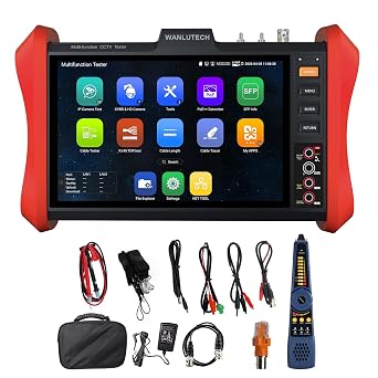 4K 12MP IP Camera Tester, WANLUTECH 8 Touchscreen CCTV Test for 8MP TVI CVI AHD CVBS Cameras DMM OPM VFL Cable Tracer SFP Test RJ45 Cable TDR Test Network Testing Tool HDMI VGA E90