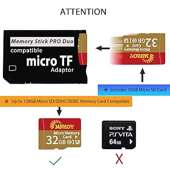 Amazon.com: PSP Memory Stick Adapter with 32GB Micro SD Card