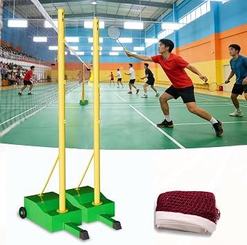 Badminton Pole,Portable 5.1FT Badminton Net Frame Poles with Wheel,Movable Badminton Pole Stand with Heavy Duty Base,Badminton Net for Backyard Park Stadium School Indoor Outdoor