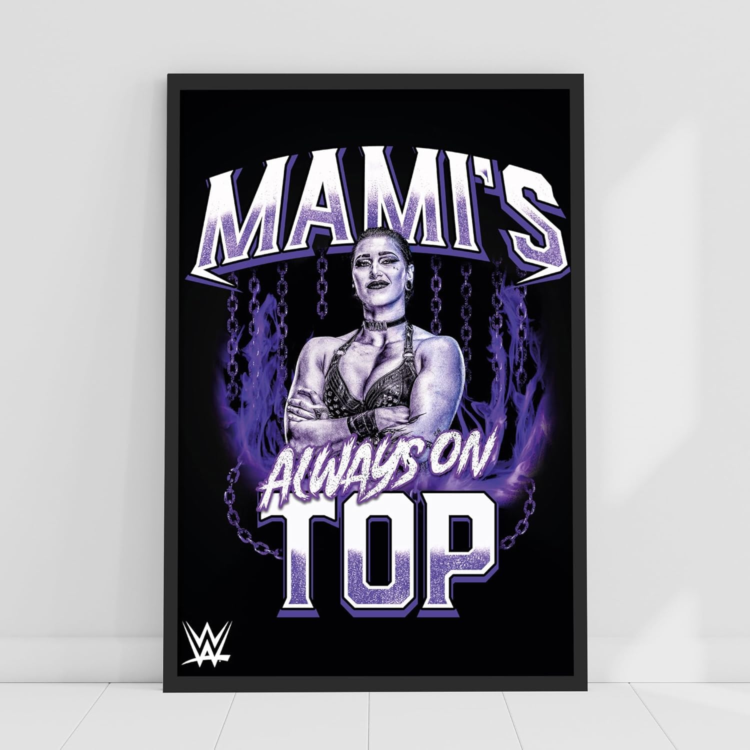 Themed Black Wwe Print - Rhea Ripley Mami's Always On Top Poster Wrestling Wall Art (29.7Cm X 42Cm - A3)