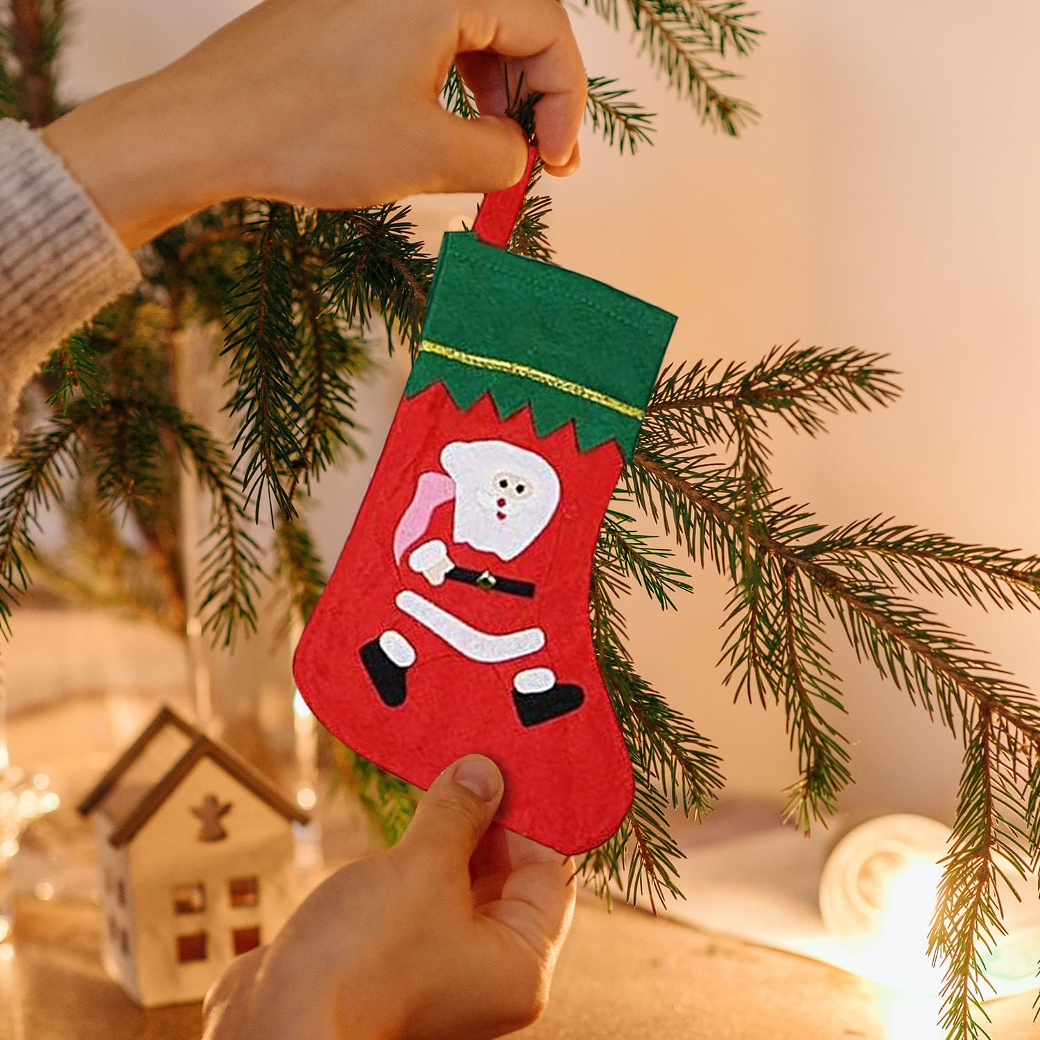 Party Propz Christmas Party Accessories - 2 Pcs, Christmas Decorations Items | Xmas Decoration Items | Santa Claus Hanging Stockings | Christmas Party Favours | Xmas Return Gifts | Christmas Socks - Image 3 thumbnail