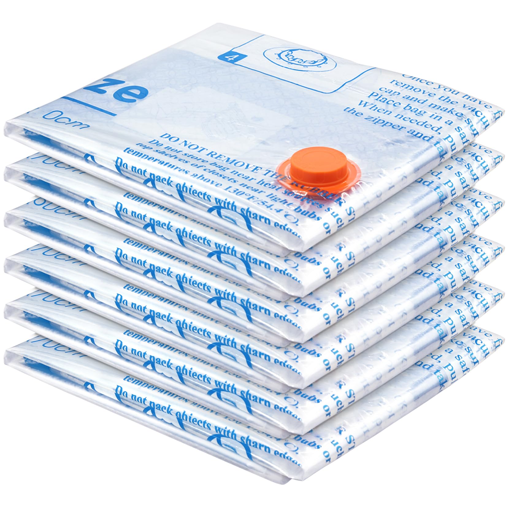 Vacuum Storage Bags 6 Large, Space Saver Sealer Bags, Airtight Compression Bags for Clothes, Pillows, Comforters, Blankets, Bedding(NO PUMP)