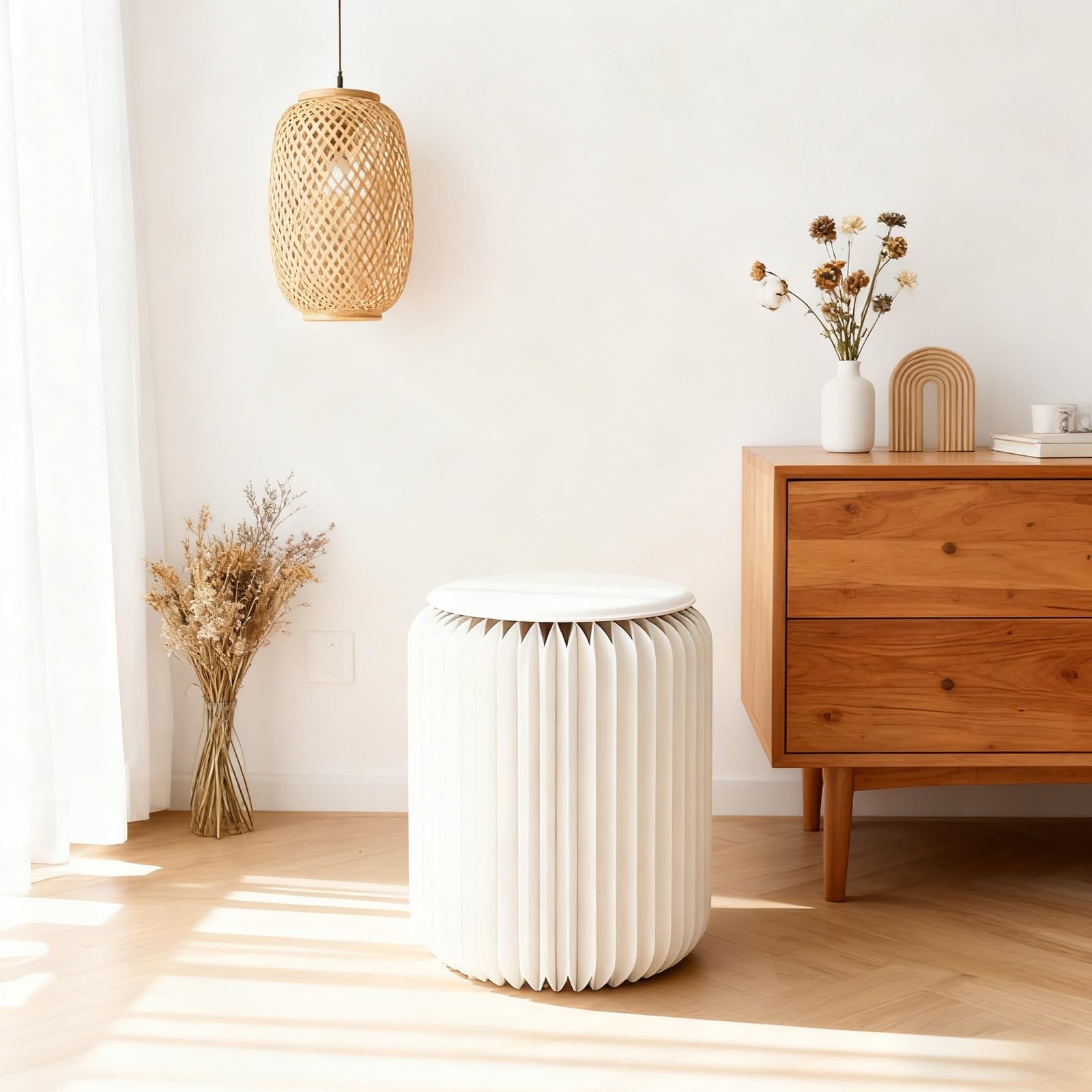 Tabouret pliable avec coussins amovibles pour salon ou balcon