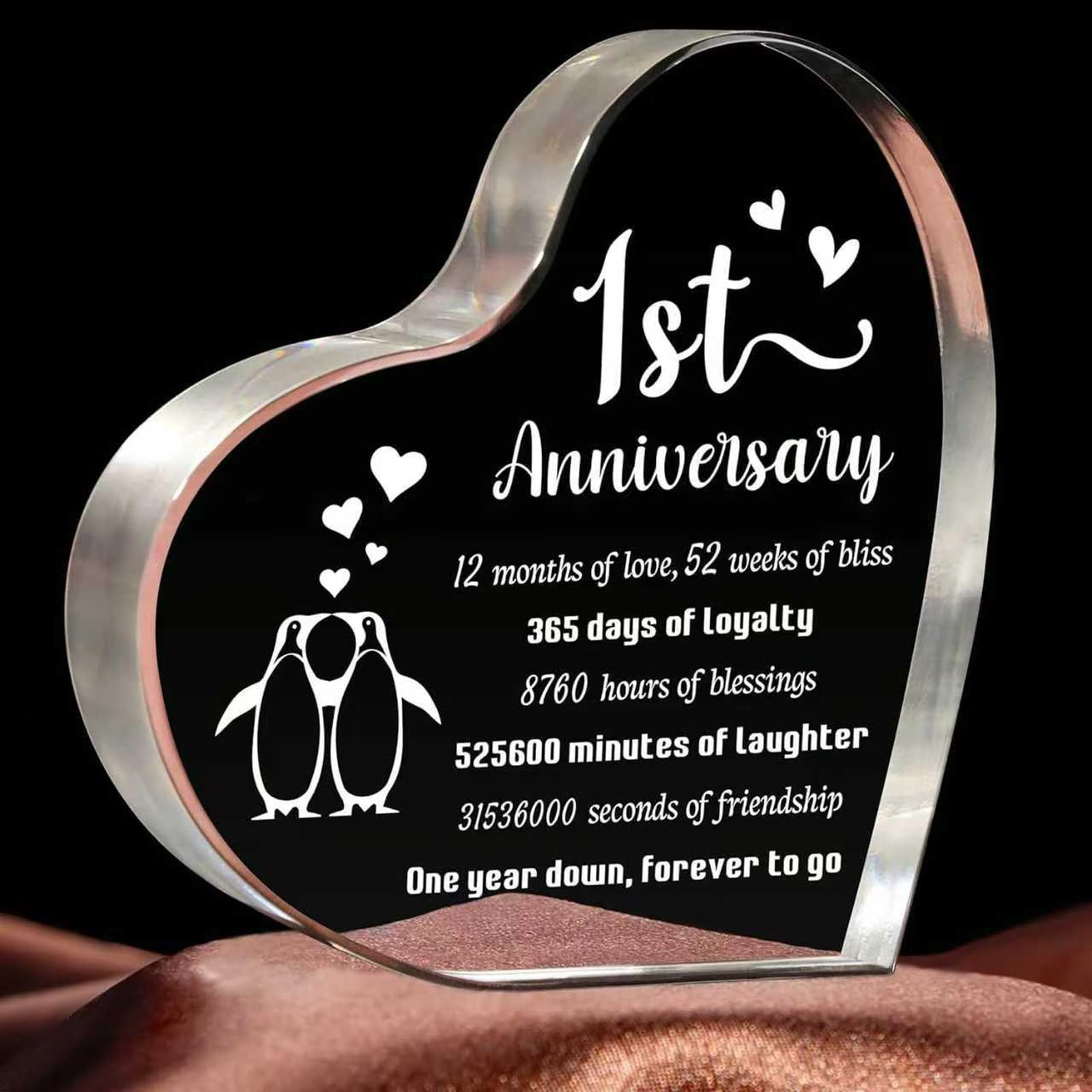 SUOXU 1st Gifts for Wife Husband - Heart-Shaped Acrylic Plaque |I Love You Wedding Anniversary,Thanksgiving 10x10cm Home Office Desk Accessories Decor Sign