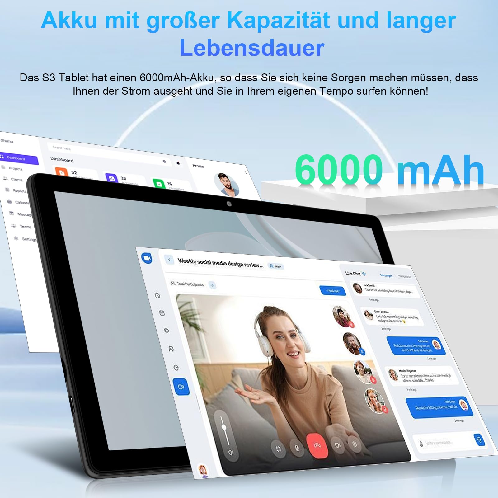 Tablets Android WiFi 6 Großer Speicher,Lernen und Unterhaltung | Gemini AI,Widevine L1,20 GB RAM + 128 GB ROM (2 TB),Octa Core,GMS,BT 5.0,mit Hülle, Tastatur und Maus-Schwarz
