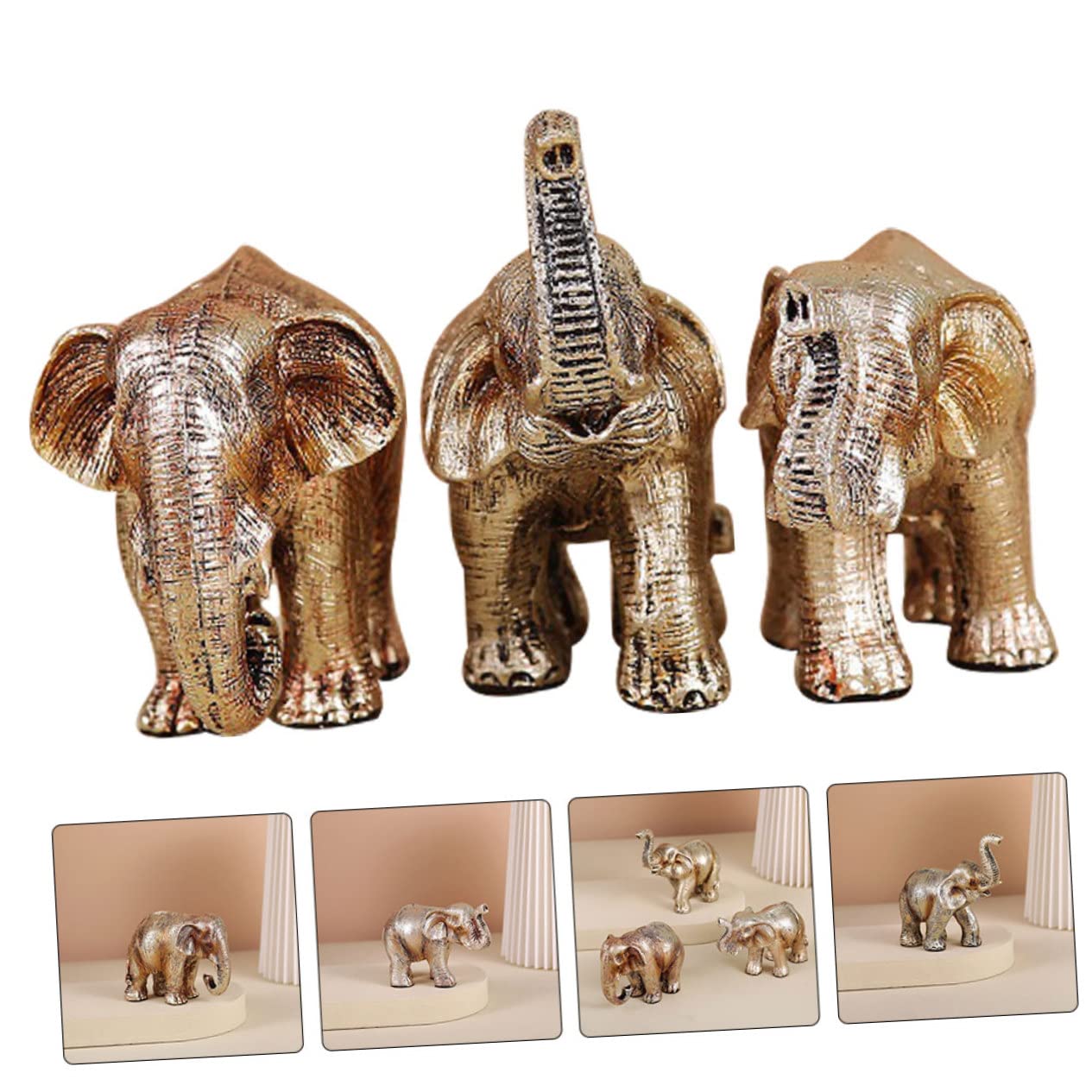 Abaodam 3pezzi Statuetta Elefante Resina Decorazione Nordic Per Ufficio e Casa Design Unico e Leggero Ornamentazione Elegante Per Interni e
