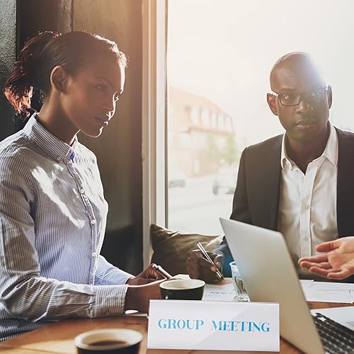 Miniatura 7 de Vicenpal Placa de nombre acrílica para escritorio de 11 x 4.25 pulgadas, soporte transparente de PVC, placas de plástico, marco de letrero de