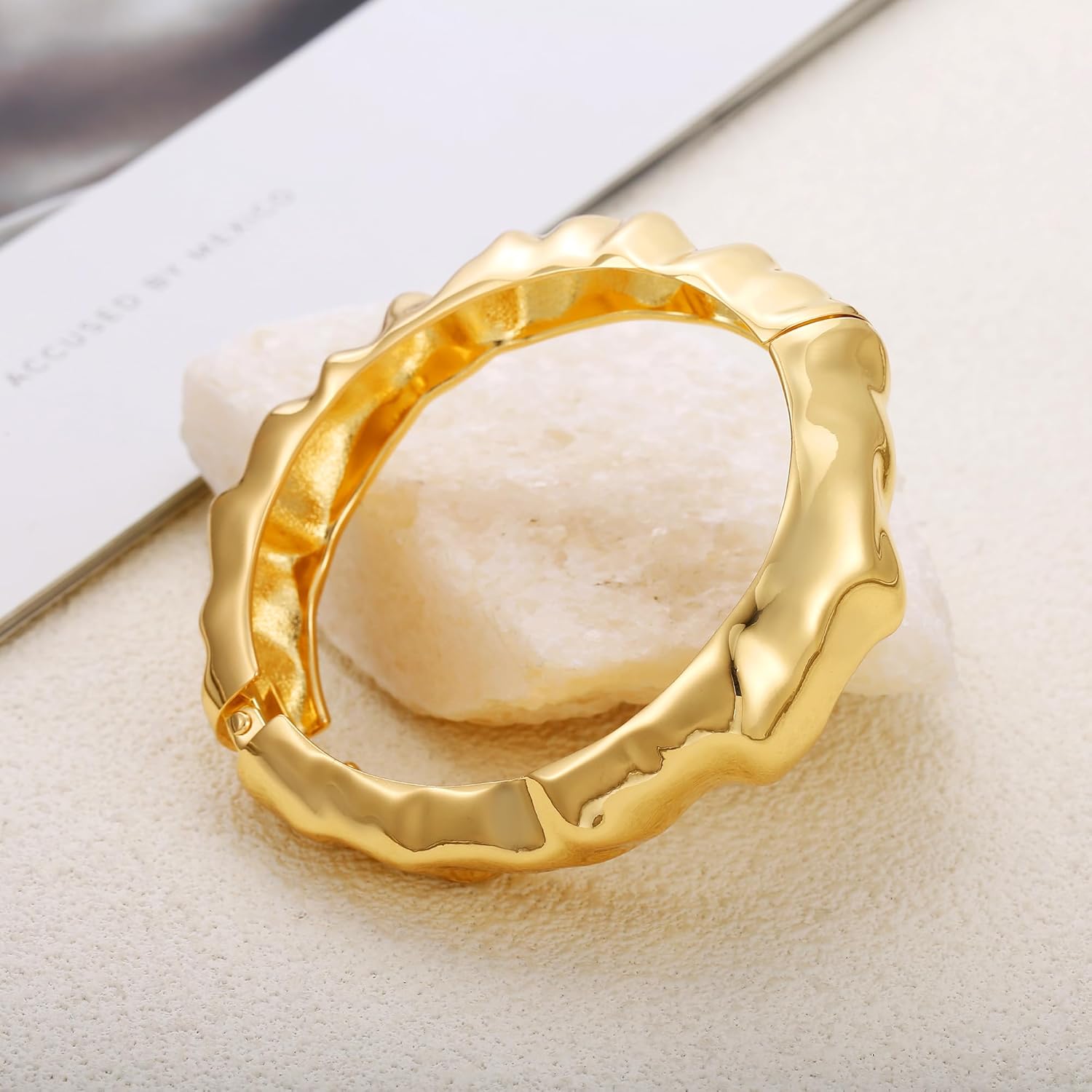 Gold/Silver Chunky Bangle Bracelets for Women Wide Cuff Bangle Wrist Cuff Bracelets Jewelry - Image 4