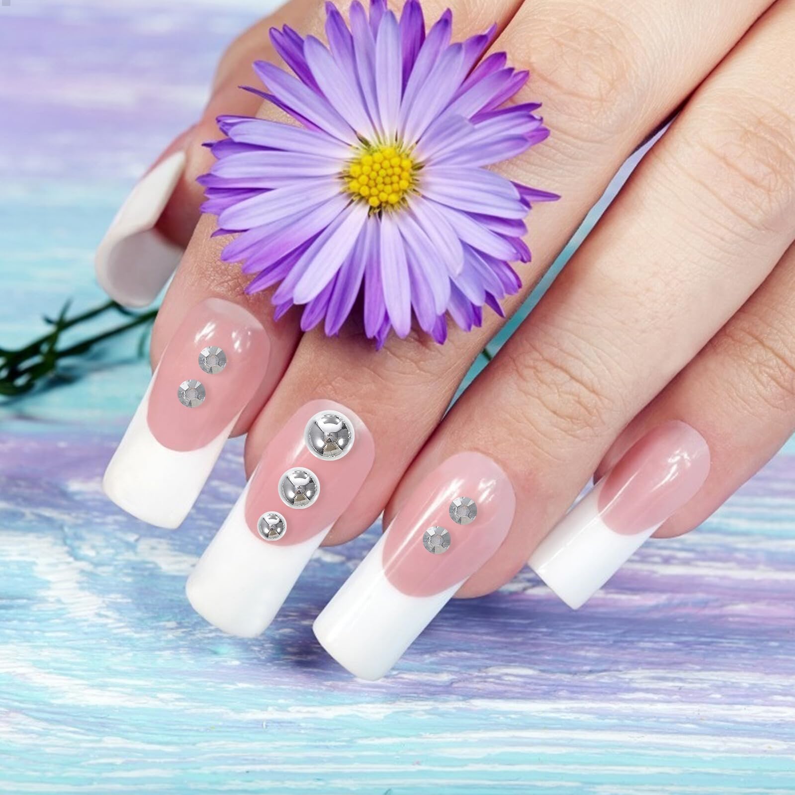 5 Pezzi Adesivi Unghie Resistenti Decorazioni per Unghie con Resinose e Strass per Nail Art Te Accessori Manicure Facili da Applicare per Domestico e Salone