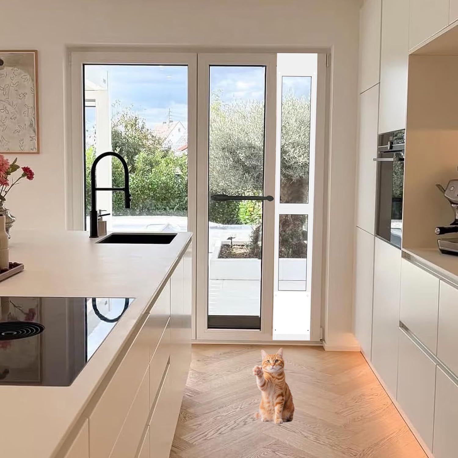 Sliding Glass Cat Door Easy Installation Dog Door for Sliding Cat Door Adjustable Height 92.9" to 96.4" Suitable for Raised Sliding Glass Cat Doors with Rotating Screws Perfect for Pet Access