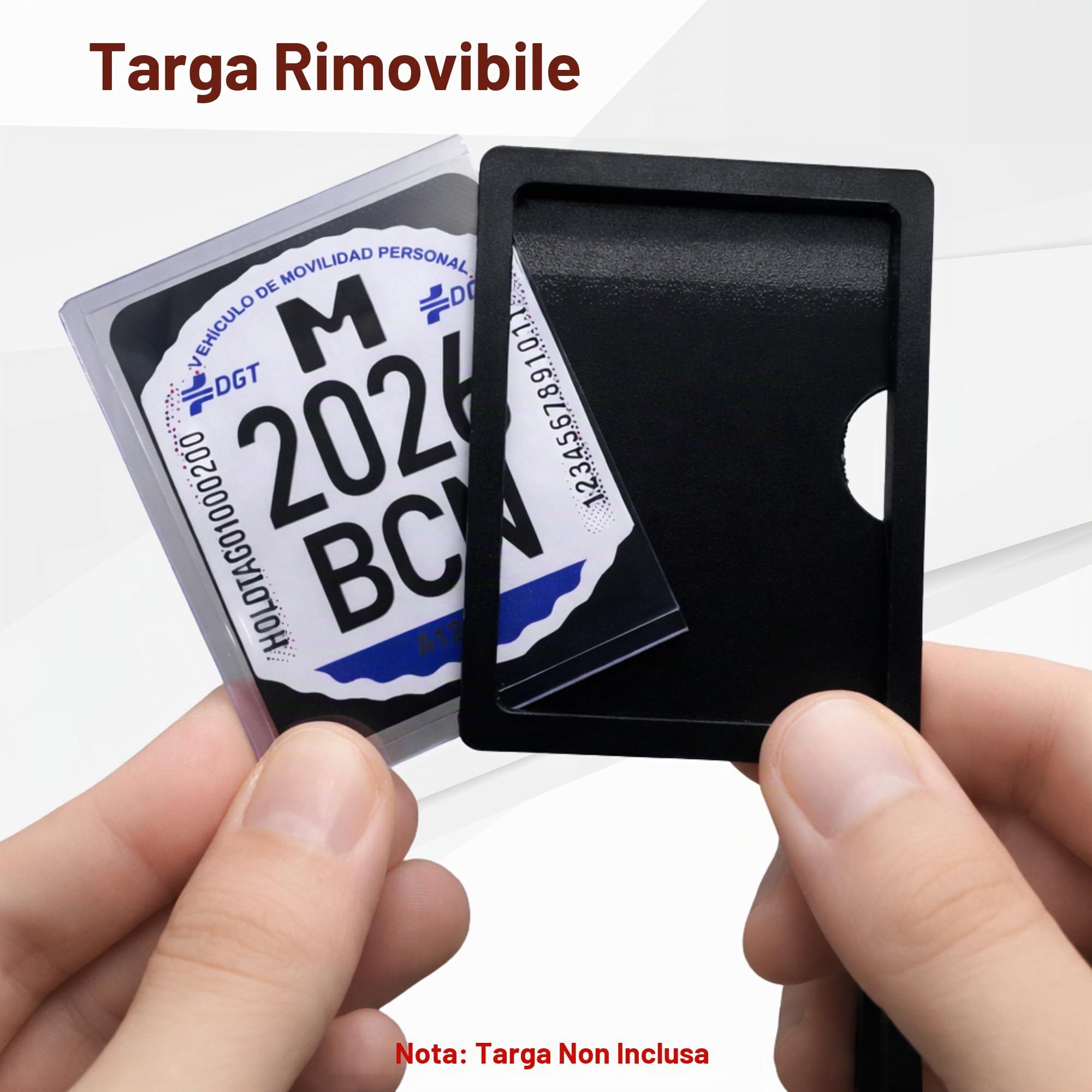Portatarga per Monopattino Elettrico VMP Universale, Supporto Flessibile di Piastra Identificativa con Fissaggio a Vite, Protezione Trasparente Rimovibile, Accessorio per Scooter (Lato Sinistro)