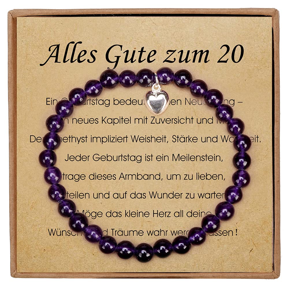 Amethyst Armband 20. Geburtstag Mädchen