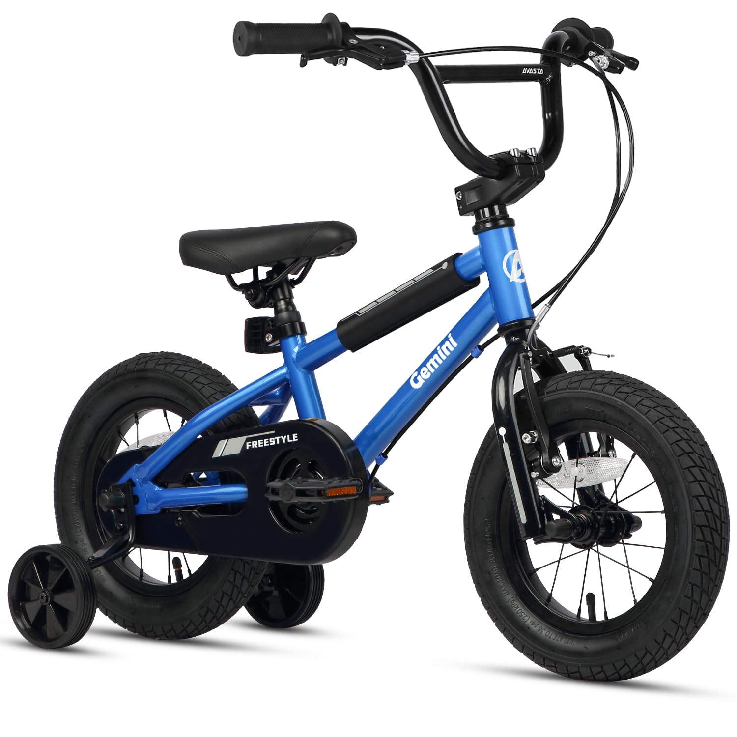 AVASTA 12 Inch Kids Bike for 1 2 3 4 Years Old Boys Girls Beiginner Toddlers Riders BMX Style Bicycle with Bell and Stabilisers, Sky Blue