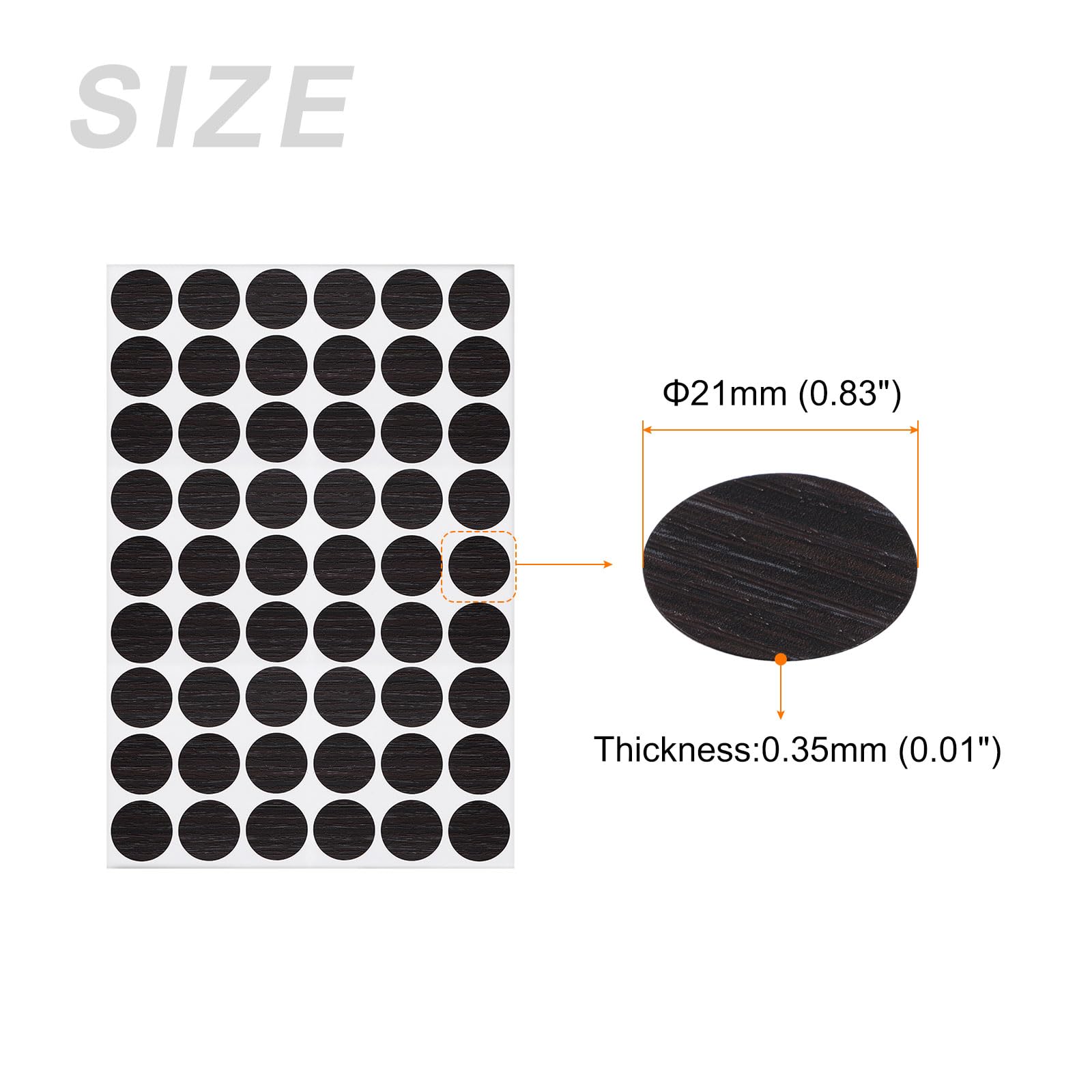 METALLIXITY Screw Hole Cover Stickers (21mm Dia) 108Pcs in 2 Sheet, PVC Shelf Peg Sealing Caps Waterproof - Image 2