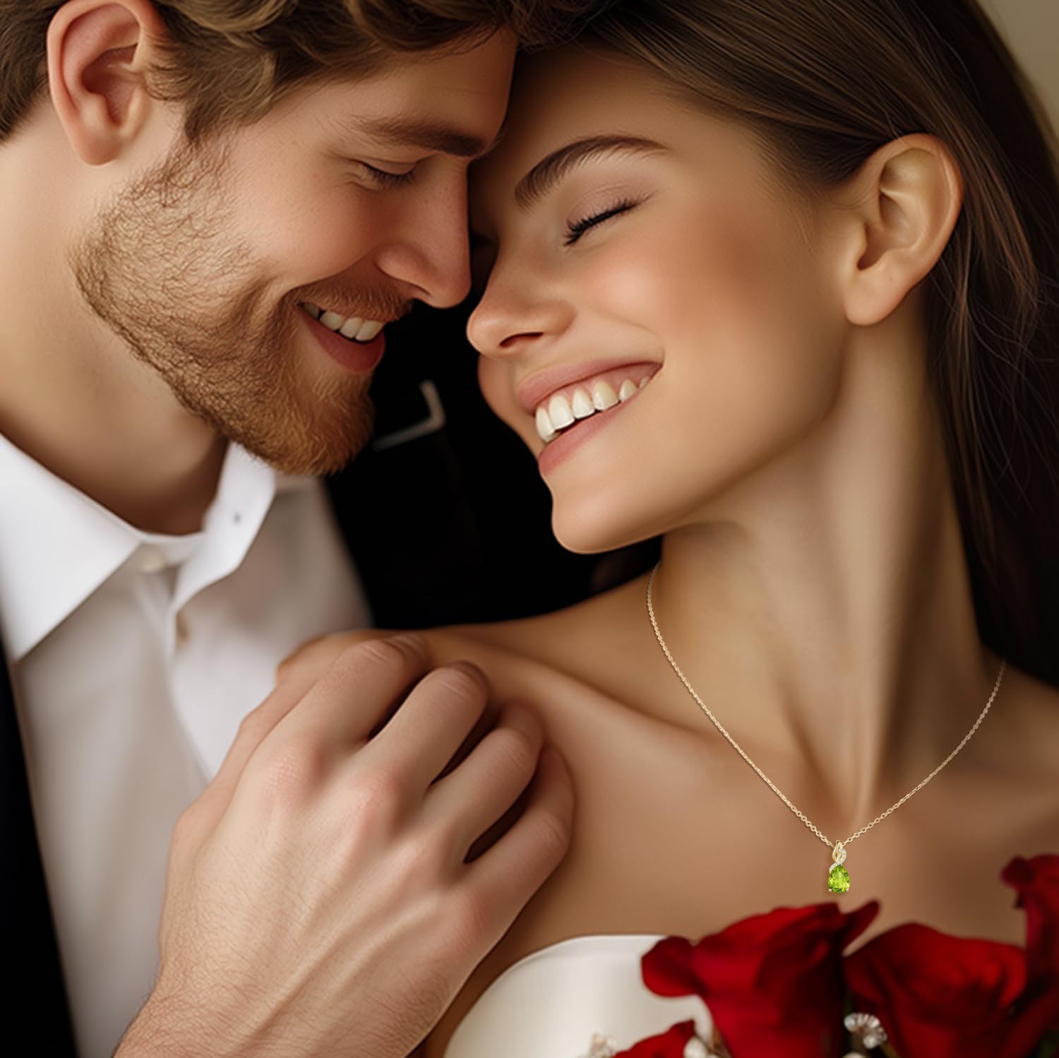 FANCIME 14K Solid Yellow Gold Teardrop Pendant with Diamond Birthstone Necklace Birthday Gifts for Mom Women, Sterling Silver Chain 16" + 2" Extender - Image 4