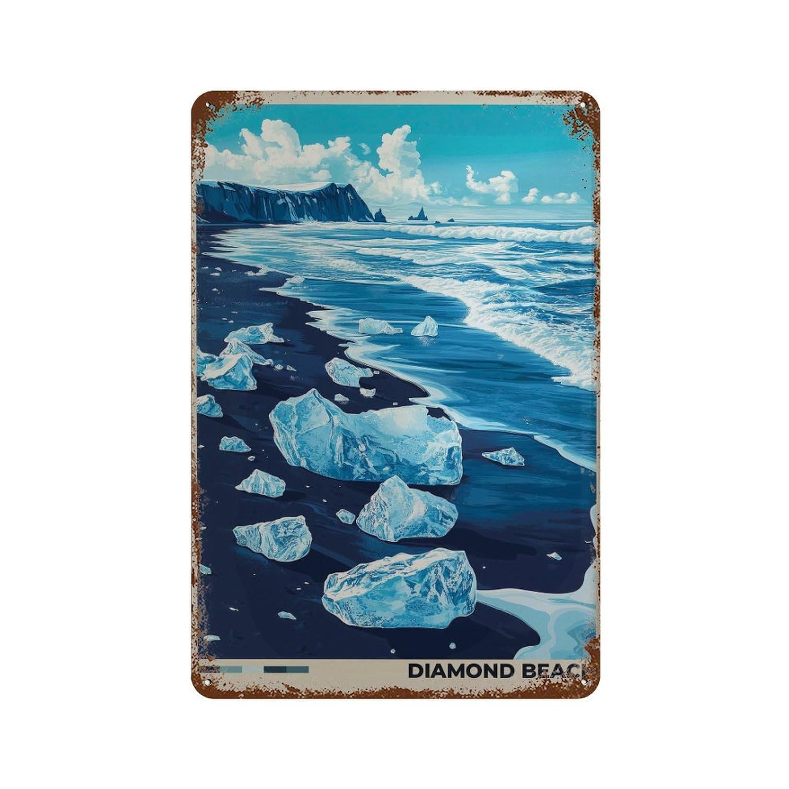 xiaoxiaoshen Diamond Beach Iceland Travel Modern Wall Decor Art Metal Tin Poster Modern Home Decor Art Home Bar Shop Decorations Vintage Sign 30x20cm