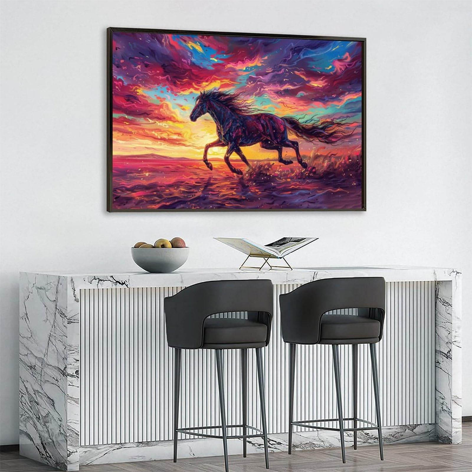 風景画　壁掛け　アート　油彩画　アクリル画　原画　馬　絵画　モダンアート 風景画壁掛けアート油彩画アクリル画原画馬絵画モダンアート