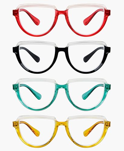 Gafas de lectura para mujer, paquete de 4 lectores con diseño de media luna para mujer