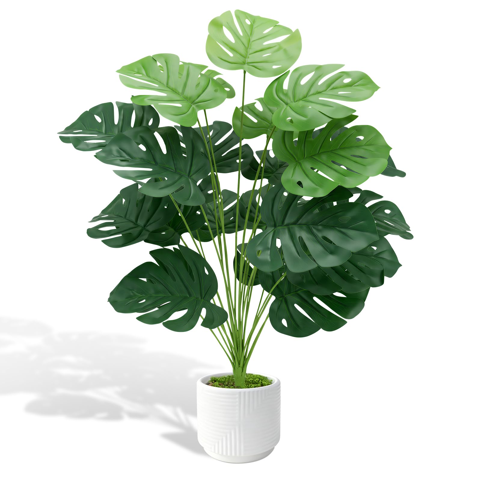 BELICOO Fake Plants, 72cm Fake Monstera Plant in Ceramic Pot, Artificial Plants with Lifelike Leaves for Indoors Outdoor Room Office Patio Wall Bathroom Decor