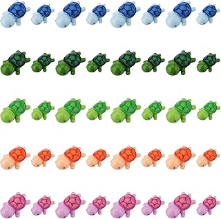 KINBOM 40pcs Animal Sea Turtle Mini Figurines Ornaments Tiny Miniature Marine Tortoise Resin Toys for Kids Party Festival Theme Activities Birthday DIY Home Garden Decoration (2 Different Sizes)