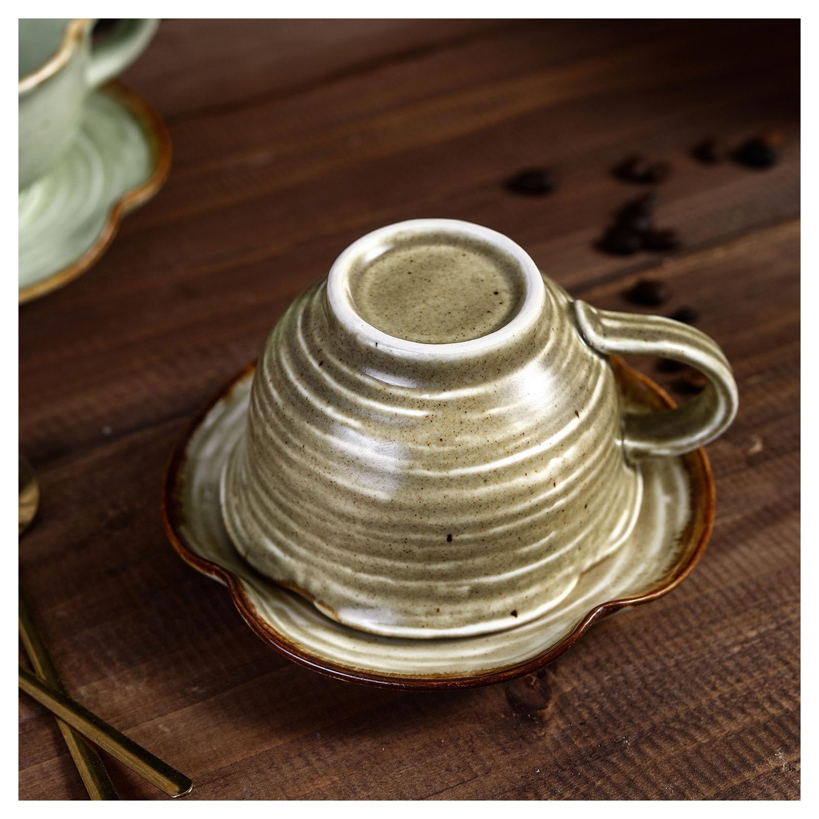 Ceramiczny zestaw kubków do kawy, 220 ml, vintage filiżanka do herbaty i spodek, ręcznie wykonany kubek na mleko z uchwytem do domu i kuchni, idealny na popołudniową herbatę