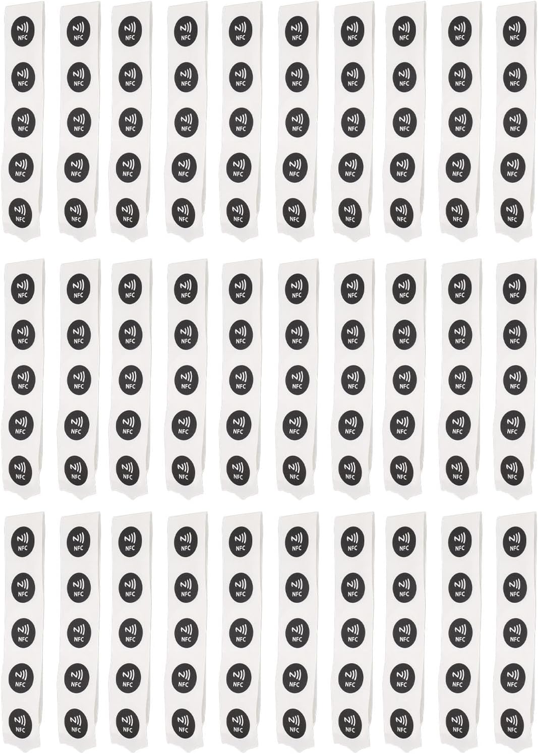 30Pcs NFC PVC 504 Bytes Programmable Stickers for Amiibo, Phone, TagMo (Black)