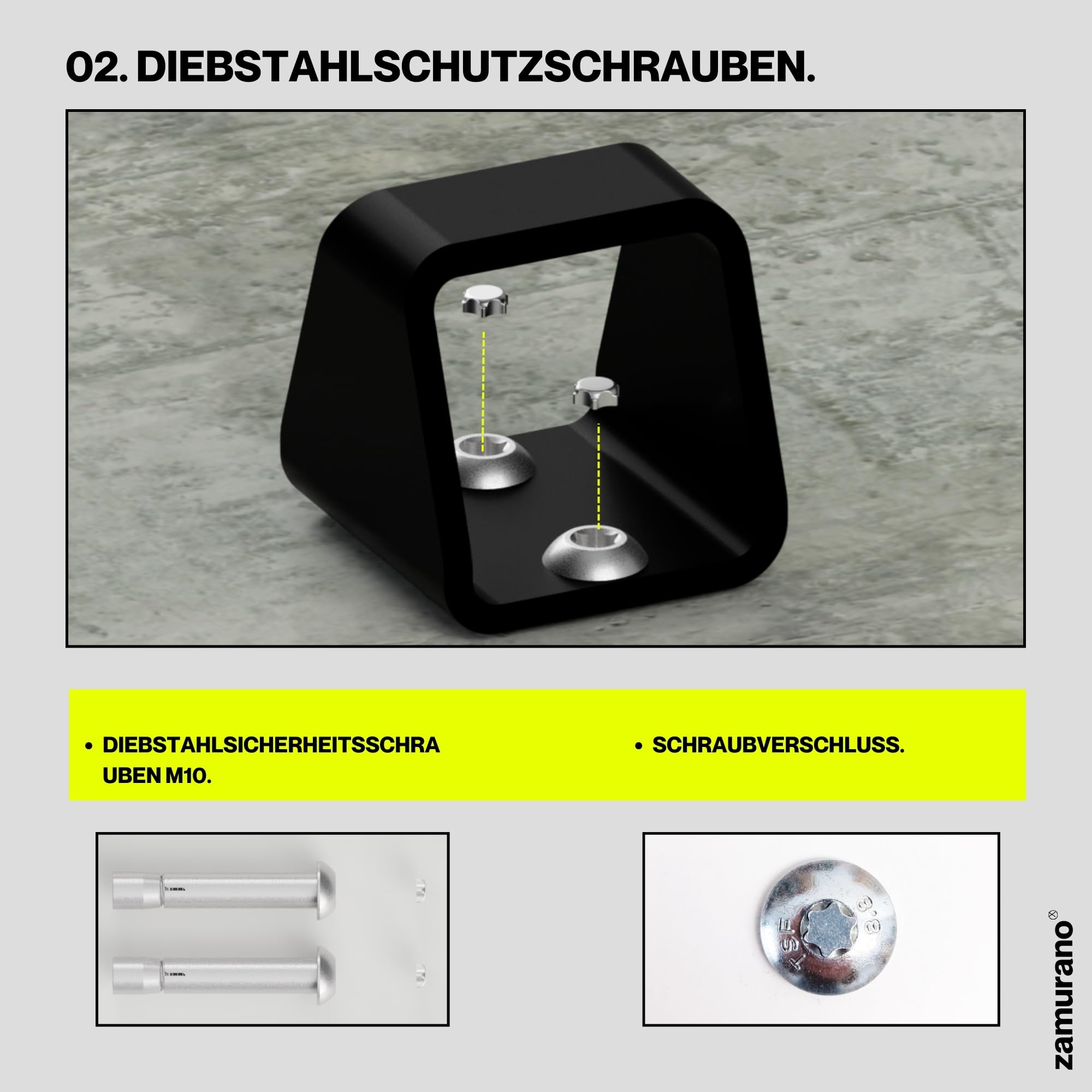 Hochsicherer Kettenanker gegen Diebstahl. Ideal für Motorräder und Fahrräder. Boden- oder Wandklemme. (2)