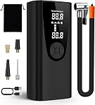 Tire Inflator Portable Air Compressor-Air Pump for Car -180 PSI Electric Tire Inflation-Cordless Tire Pump with Pressure Gauge Emergency Light for Motor, Bike, Ball, Dark