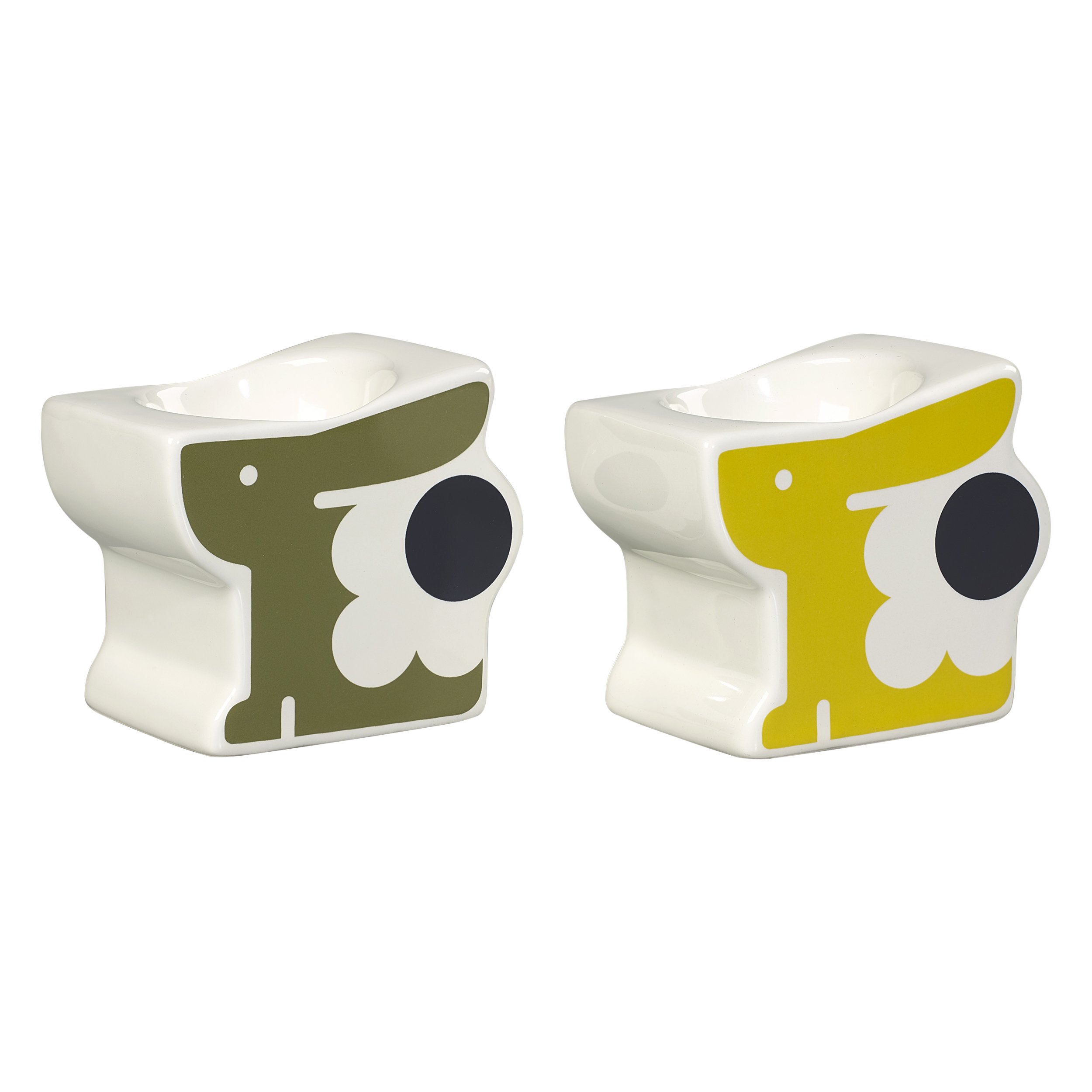 Orla Kiely White Egg Cups Bunny Seagrass And Sunshine, Set Of 2
