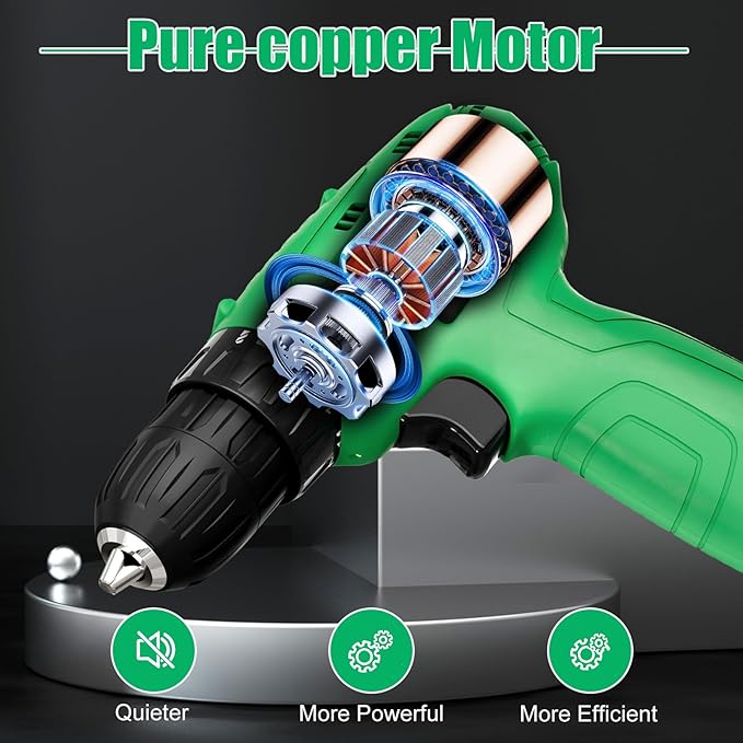 Taladro Inalámbrico Tegatok 12V con Batería y Cargador, Set de Brocas miniatura 4