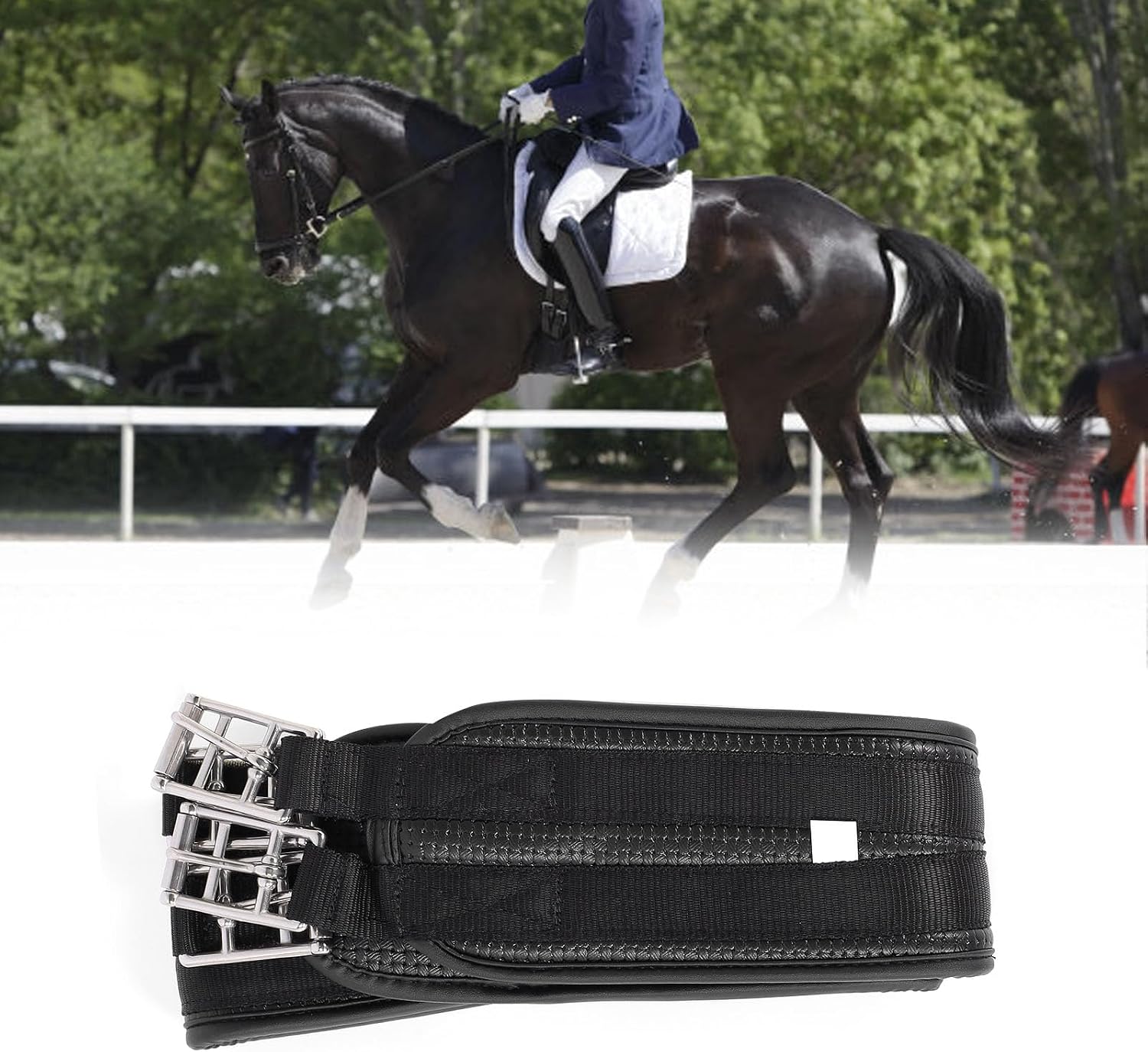 CCYLEZ Horse Girth, Easy to Clean Stainless Steel Buckle Soft Elastic Contoured Chafeless Girth for Training