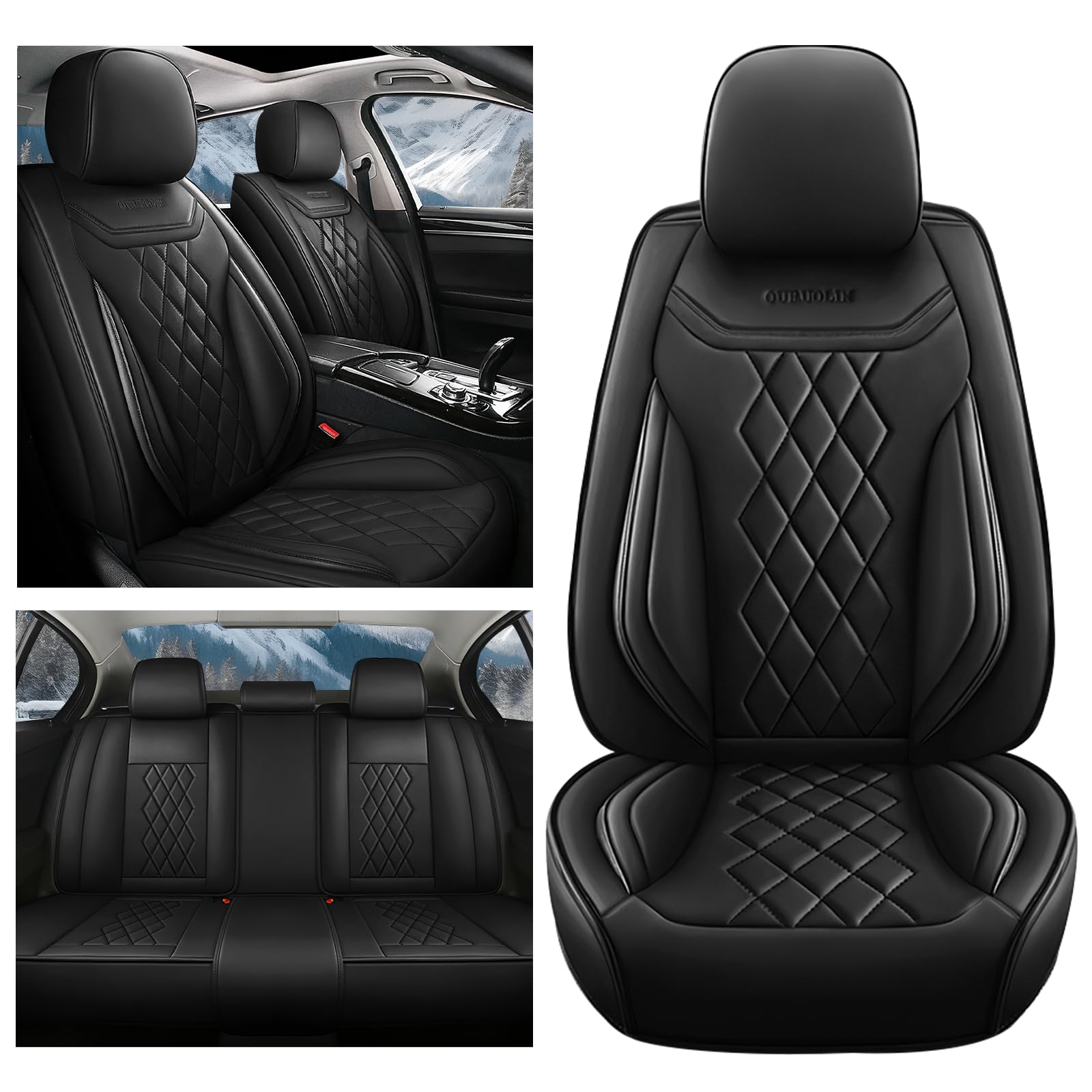 BOJVAIGA Seat Covers for Acura TLX 2015-2023,Waterproof Leather Car Seat Cover,Soft and Breathable Auto Interior Accessories,Standard(Full Set) Classic Black