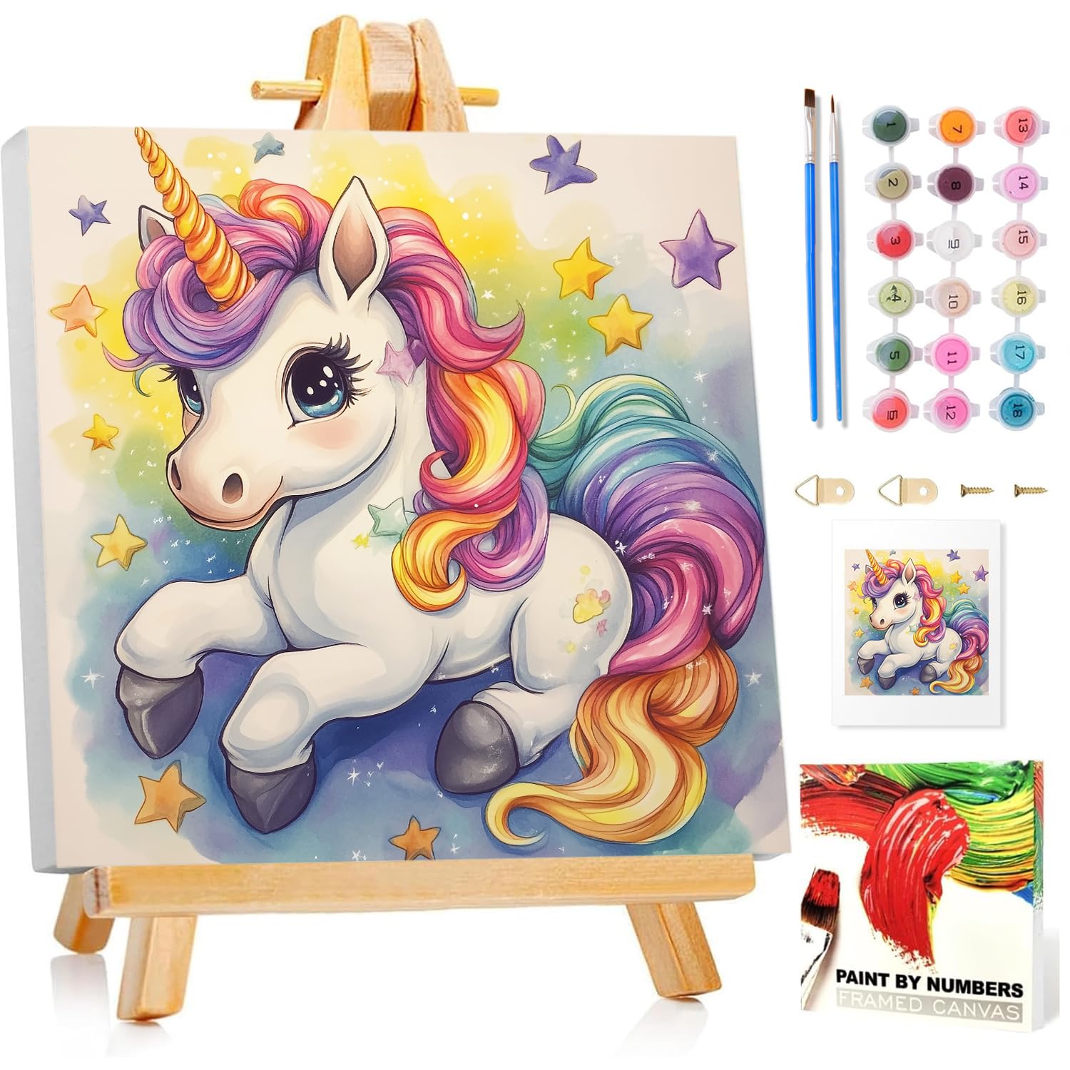 Painting by Numbers Children with Frame, Unicorn Painting by Numbers Children from 5 6 7 8 9 10 Years