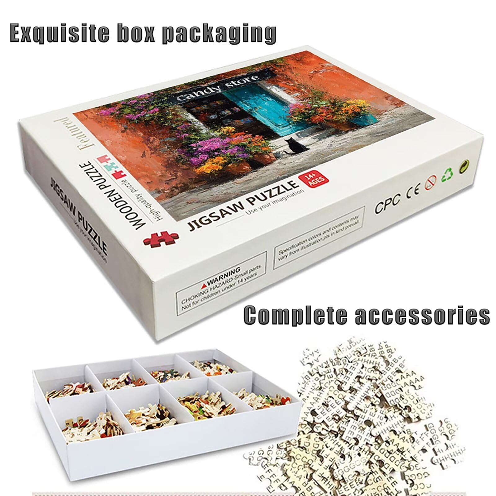Chat Puzzle 3000 pièces Adultes, Puzzle Bois 122x81cm, Adultes Jeu éducatif Défi énigme avec Une Boîte d'emballage Exquise, Jeu Relaxant Détente Collection, été Decoration, (Vue De La Rue) P-3853