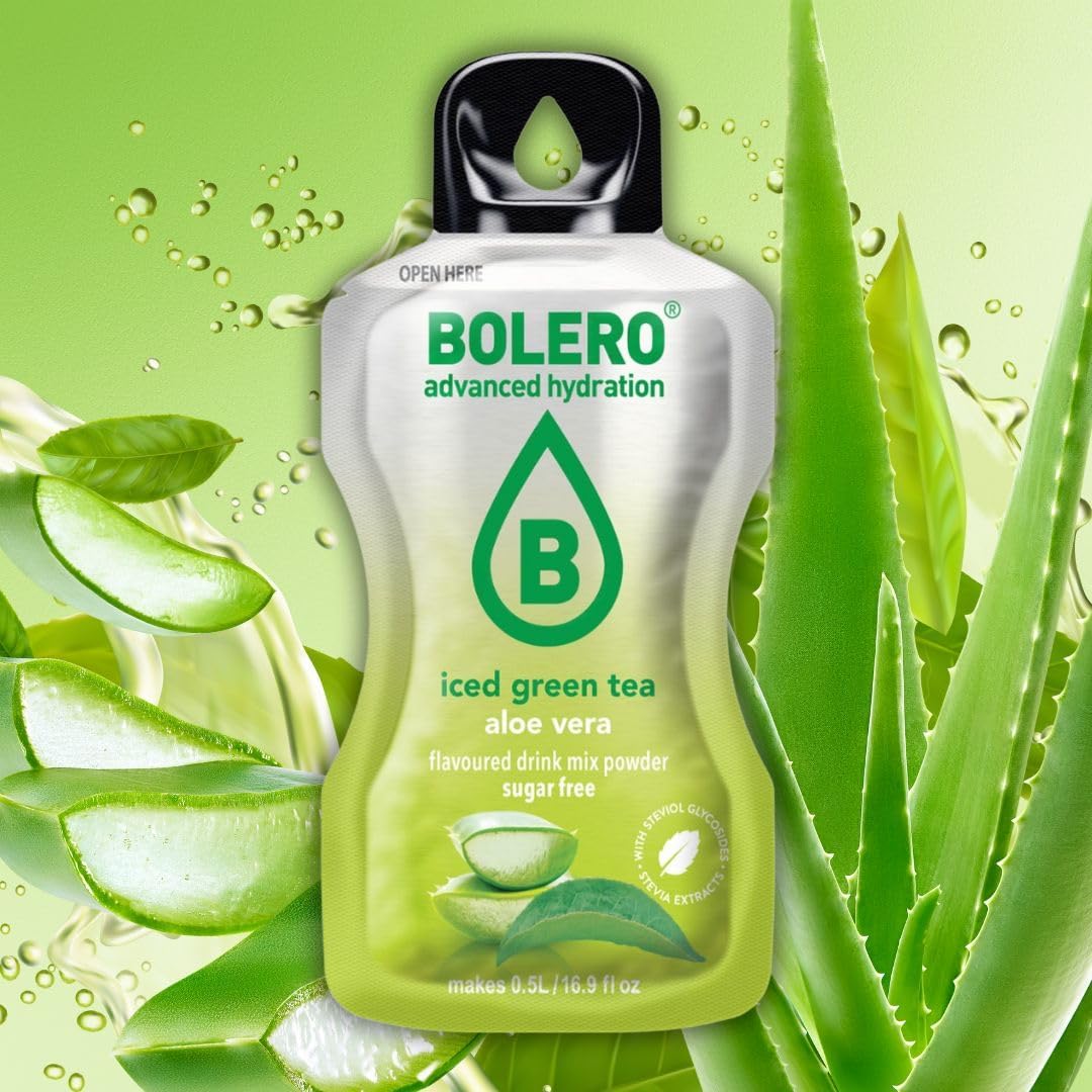 Bolero ICED GREEN TEA 24x3g | Saftpulver ohne Zucker, gesüßt mit Stevia + Vitamin C | geeignet für Kinder, Sportler und Diabetiker | glutenfrei und veganfreundlich (24x3g, CITRUS)