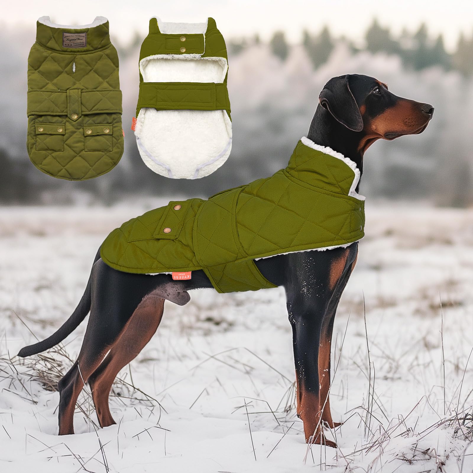 Amazon.com : KYEESE Dog Coats with Leash Hole Winter Windproof Dog 