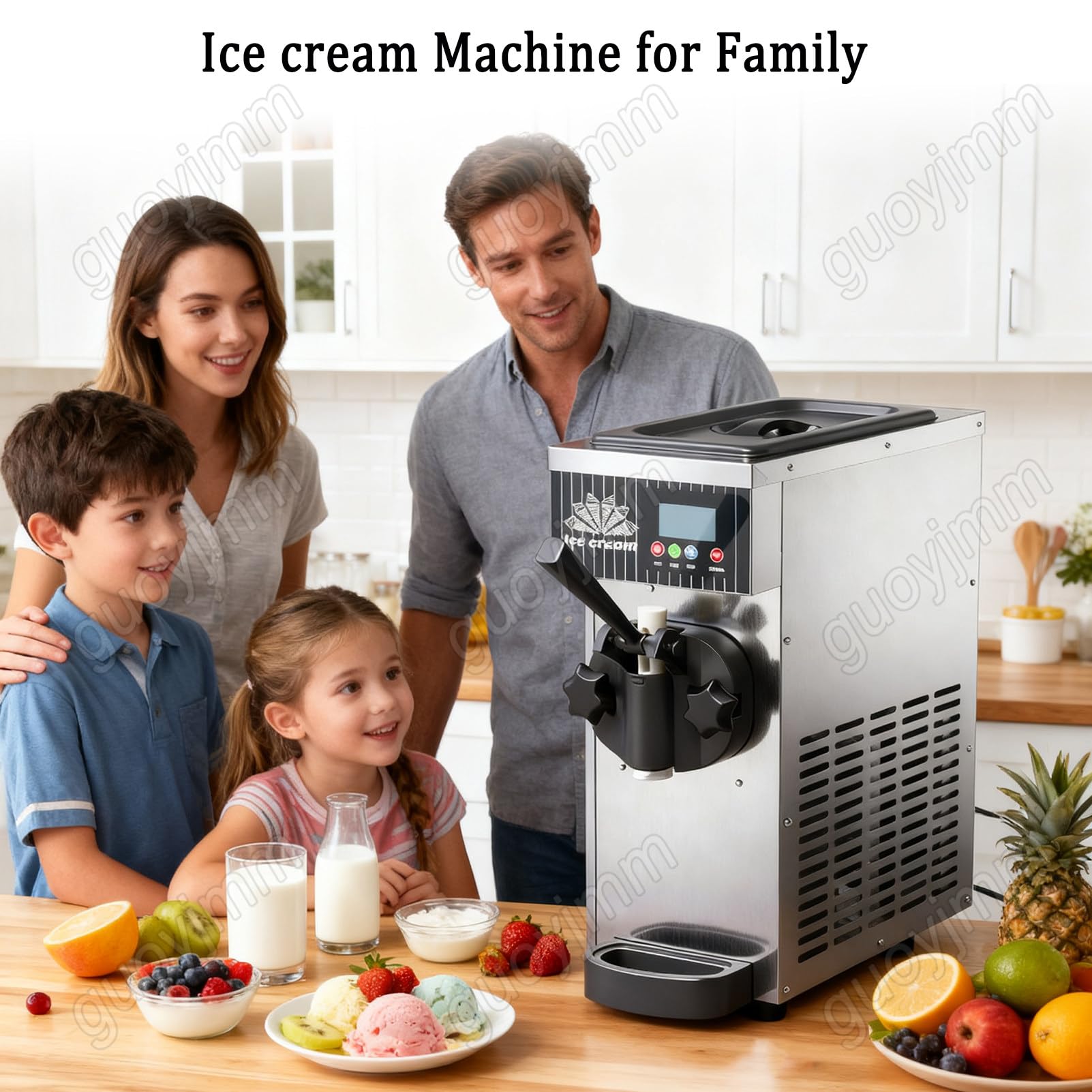 Máquina Comercial para Hacer Helado Suave de Un Solo Sabor, 450 W, Diseño de Acero Inoxidable para Encimera, Rendimiento de 4-5 Kg/h, Control por Panel LCD, para Restaurantes y Pastelerías Orange