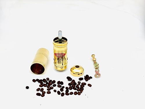 Miniatura 2 de 7" manual hecho a mano de latón molino de grano de café molino portátil ajustable