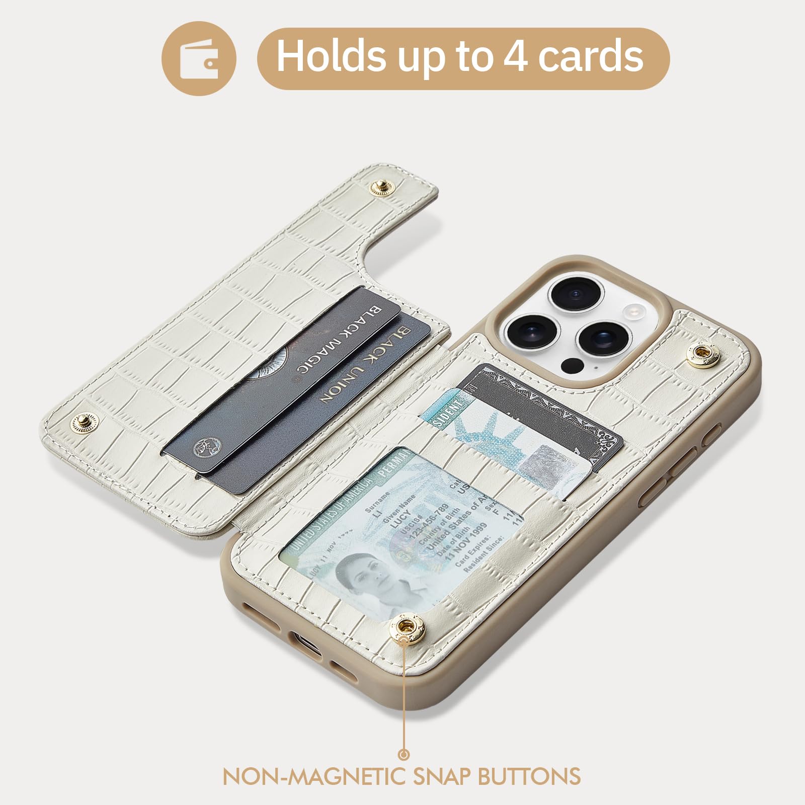 Amazon.co.jp: CUSTYPE iPhone 15 Pro用ウォレットケース、カード 