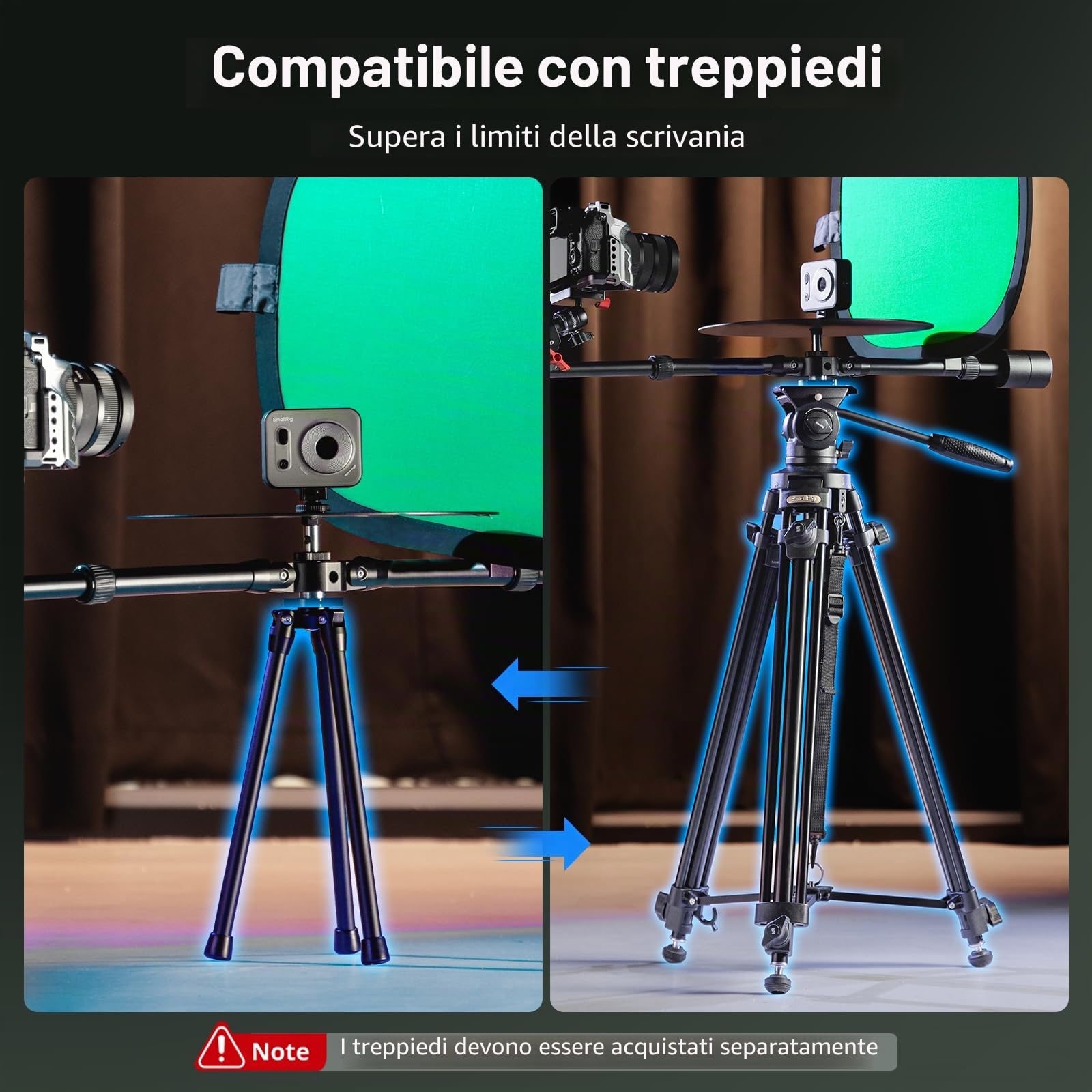 SMALLRIG Professional 12" 360° Photography Giradischi, Angolo di ripresa Regolabile, Piattaforma Rotante Video Portatile, con Piastra QR per Arca, per Fotografia di Prodotti - 4807