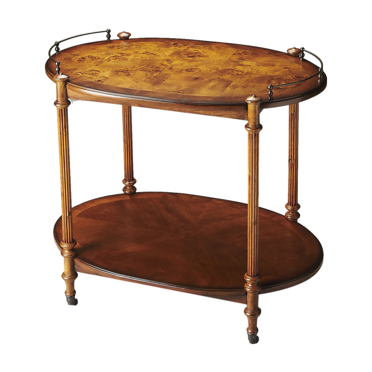 Offex Traditional Olive Ash Burl Oval Tea Server - Medium Brown