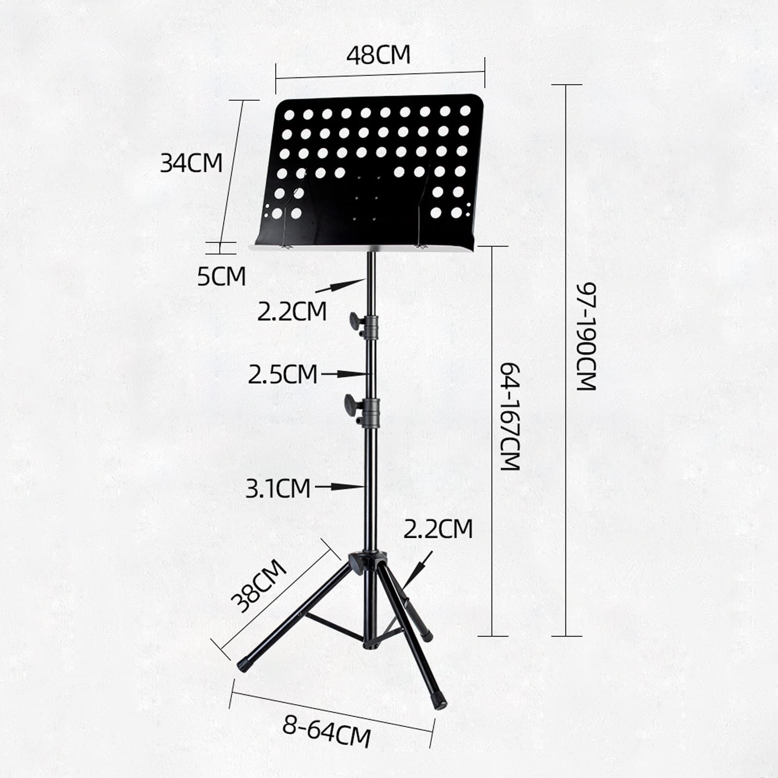 HJXGQJM Atril for Partitura Plegable Portátil Musica Metalico Soporte De Ajustables, Música Orquestal Soporte Música Totalmente Ajustable Soporte De Música En Negro, con Bolsa De Transporte