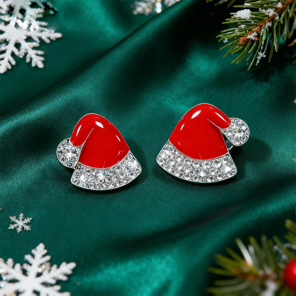 2 Pack Bling Santa Hat Stethoscope Charms, Christmas Hat Stethoscope Tag for Doctor Nurse