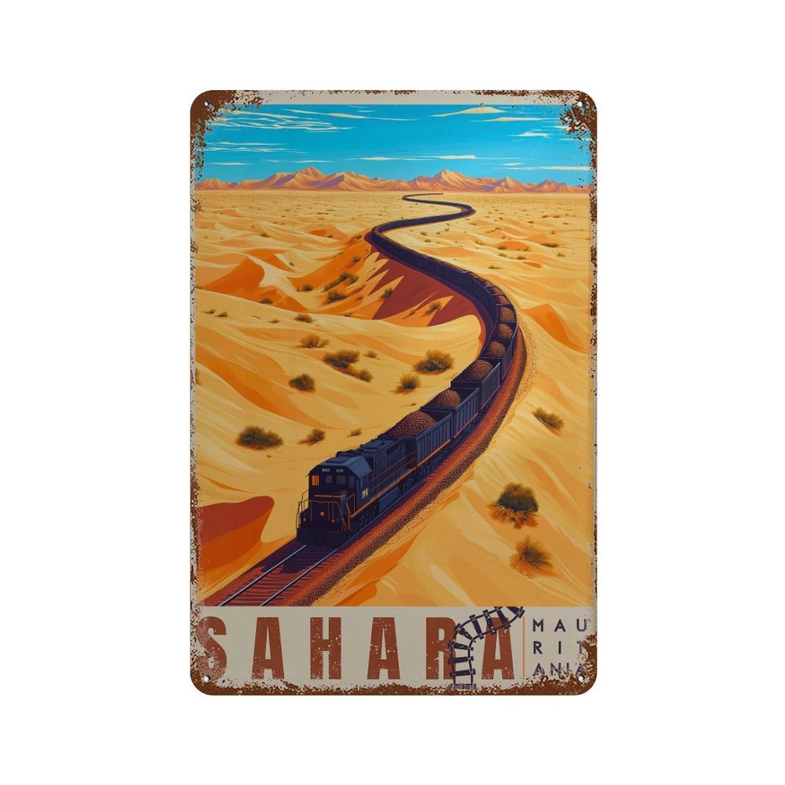 xiaoxiaoshen Sahara Desert Ore Train Mauritania Travel (2) Wall Decor Art Metal Tin Poster Modern Home Decor Art Home Bar Shop Decorations Vintage Sign 30x20cm